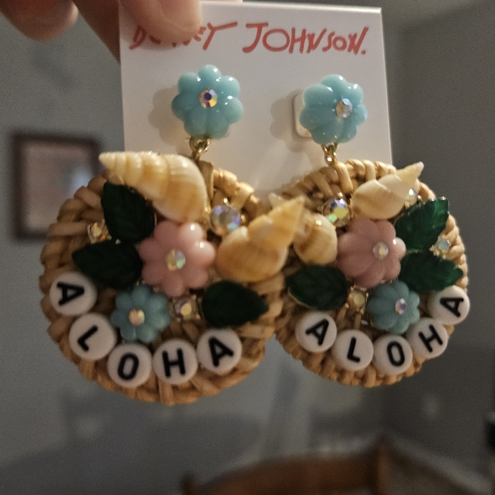 Betsey Johnson Aloha Rattan Earrings